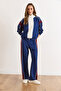 Women's Navy Blue Color Block Modal Buttoned Suit Tkm-19000466 - 2