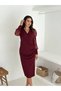 Women's Scuba Fabric Double-breasted Collar Pleated Sleeve Flock Tight Fit Dress - 2