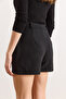 Women's Black Pocketed Cashmere Shorts Şrt-19000080 - 2