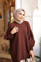 Brown Crew Neck Felt Sweater