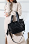 Black Quilted Large Shoulder Crossbody Women's Parachute Fabric Bag - 3