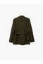Long Sleeve Pocketed Double-Breasted Belted Oversized Blazer Jacket - 4