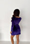Women's Square Neck Velvet Dress - 5