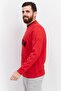 Men Crew Neck Embroidered Long Sleeve Sweatshirt, Red - 4