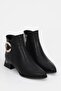 Egd 107 Gold Metal Stone Buckle Detailed Low Sole Ankle Boots