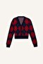 Fitted V-Neck Baklava Patterned Buttoned Cardigan F9566Ax25Wn - 8