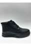 Genuine Leather Lace-Up Zippered Flexible Rubber Sole with Fur Inside Black Color Winter Men's Boots