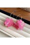 Fuchsia Pink Tulle Detailed Large Flower Earrings - 2