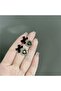 Black Crystal Heart Bow Detailed Earrings - 2
