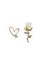 White Mother-Of-Pearl Heart and Rose Asymmetric Earrings - 2