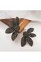 Black Zircon Stone Big Asymmetric Flower Evening Dress Earrings - 3