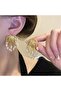 White Baroque Pearl Tassel Gold Chain Detailed Earrings