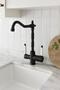 Rustic Black Polished 3-Way Kitchen Sink Faucet with Brass Finish, Guaranteed Porcelain Handle Armature - 4