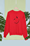 سترة رياضية قطنية بأكمام طويلة مطبوعة بوجه مبتسم وضداعين مبطن بالصوف NISEX SWEATSHIRT