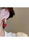 Burgundy Cat's Eye Stone Gold Striped Evening Dress Earrings