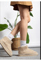 Women's Suede Fur Lined Wool Thick Sole High Heeled Sole Winter Ankle Short Mini Ug Boots - 3
