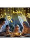 ستارة زينة رمضان المضيئة LED - تصميم هلال ونجوم وعبارة "رمضان كريم (USB) - ديكور منزلي رمضاني فاخر - 2