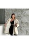Hooded Double Pocket Zippered Inside Plush Fur Outside Bondit Fabric Women's Trench Coat Women's Coat - 3