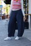 Navy Blue Checkered Casual Pants - 3