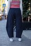 Navy Blue Checkered Casual Pants - 2