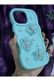 iPhone 16 Promax Compatible Water Green Pearl & Tulle Floral Stylish Phone Case - 4