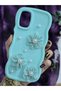 Samsung Galaxy A02S Compatible Water Green Pearl & Tulle Floral Stylish Phone Case - 3