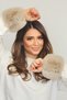 Plush Faux Fur Oversleeve Fluffy Cuff Wristband - Vegan Toscana Sand Beige - 6