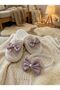 Women's Lilac Lace Detailed Bowknot Maternity Crown Slippers Set - 4