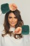 Plush Faux Fur Oversleeve Fluffy Cuff Wristband - Vegan Mink Emerald Green - 7