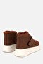 Women's Brown Fur Lined Velcro High-Top Boots - 3