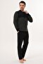 Mecit 2999 Green-Black Thessaloniki Fabric Winter Men's Pajama Set - 3