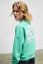 Prience women's soft fabric Printed and towel patched round neck green sweatshirt - 4