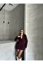 Women's Burgundy Button Detailed Blazer Jacket - 6