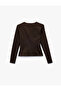 Slim Fit Long Sleeve V-Neck Button Peplum Blouse - 4