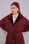 Claret Red Double-Breasted Fur Collar Double Suit - 4