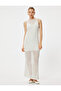 Long Crochet Dress Sleeveless Round Neck Half Lined - 3
