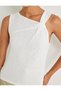 Asymmetric Collar Top Sleeveless Knot Detail Textured Slim Fit - 5