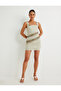 Tulle Mini Pencil Dress Draped Ruffle Detail Square Neck Slim Fit