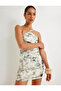 One Shoulder Mini Pencil Dress Floral Patterned Textured
