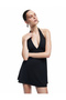 Crepe Fabric Deep V Neck Low Back Mini Dress - 2
