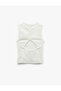Cotton Crew Neck Tank Top with Window Detail on the Back - 4