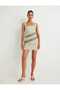 Tulle Mini Pencil Dress Draped Ruffle Detail Square Neck Slim Fit - 3