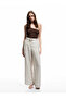 Modal Fabric Belt Detailed Pocketed Straight Wide Leg Pants - 2