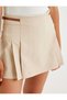 Pleated Mini Shorts Skirt with Half Belt Detail - 5