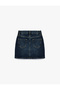 Cotton Pocketed Mini Denim Skirt with Stone Detail - 2