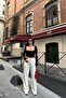 Women's Ecru Ribbed Detailed Soft Modal Textured Straight Cut Trousers - 5