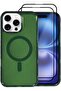 iPhone 16 Pro Max Hard PC Polycarbonate Shockproof Case (Green Case + 2 Glass)