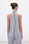 Sleeveless Shiny Blouse - Silver - 8