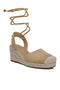Women Lace-Up Crochet Espadrilles in Tan