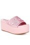Women Diamante & Rhinestone Flatform Sandals in Pink